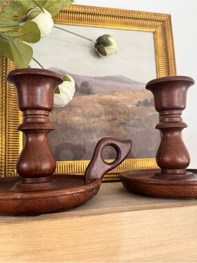 Wooden Candle Holders - Brown Home Accent